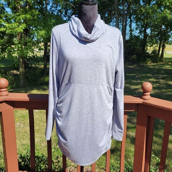 Old Navy Maternity Gray Long Sleeve Cowl Neck Side Ruched Pullover Top Size XL - Picture 1 of 13